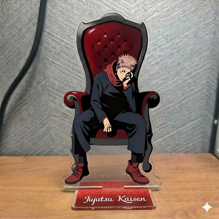 Anime Jujutsu3 Peripherals Black Chair Sitting Pose Zen'in Naoya Figure Acrylic Stand Yuji Itadori Figurine  Keychain Plate Toys