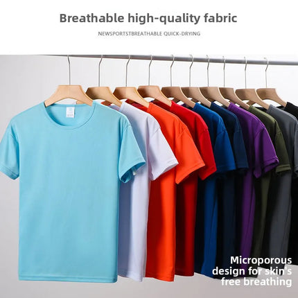 Men's Short Sleeve Sport T-shirt Quick Dry Running Blue Football Training Fitness Casual Wear Polyester Fiber round Neck T-shirt