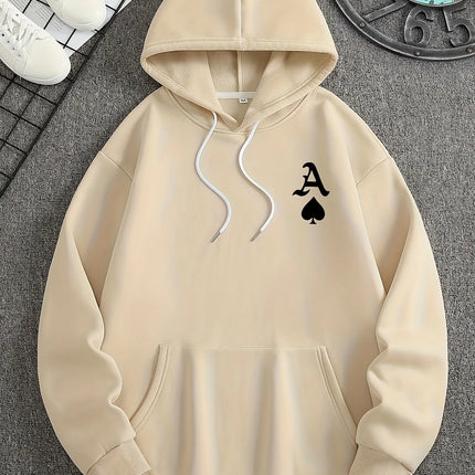 Skull & Card Print Street Men Women Hooded Sweatshirt Autumn Winter Daily Outdoor Vacation Fitness Casual Loose Warm Sportswear