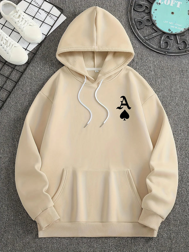 Skull & Card Print Street Men Women Hooded Sweatshirt Autumn Winter Daily Outdoor Vacation Fitness Casual Loose Warm Sportswear