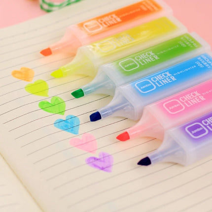 6 Colors Marker Liquid Highlighters Kawaii Gifts for Students Taking Notes Lovely Painting Office Supplies Stationery