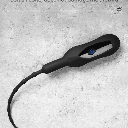 Electric Vibration Silicone Urethral Massager, Adult Male Penis Exercise Stimulation, Bead/Smooth Type