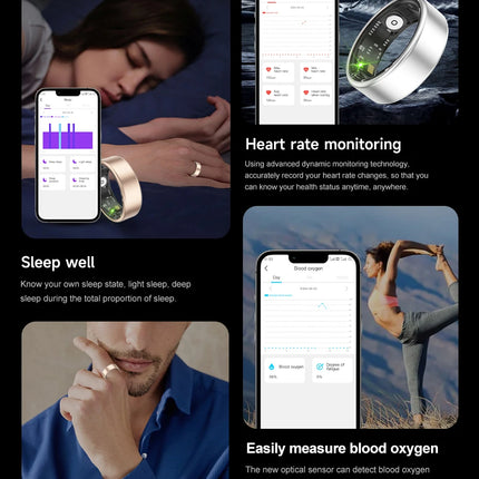 2026 New IP68 Waterproof Smart Ring for Men Women Health Tracking Power Battery Heart Rate Blood Oxygen Monitor for Android IOS