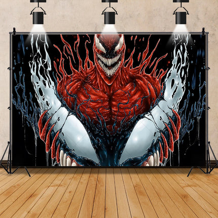 Marvel Movie Venom Backdrop Banner Superhero Custom Name Photo Background Spider-Man Kids Boy Birthday Party Decor Photo Props