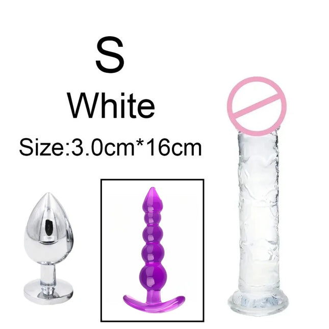 3pcs Anal Black Dildos Male Butt Plug Prostate Massager Stimulator for Women Vagina Big Penis with Suction Cup Adult Sex Toys