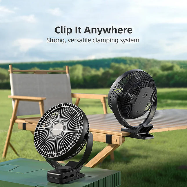OPOLAR Rechargeable 8-inch Clip Fan Strong Silent Wind Mini USB Fan Sturdy Clamp for Baby Stroller Camping Home Outdoor 10,000mAh