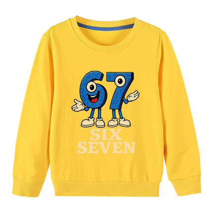 67 Six Seven Funny Digital Graphic Kids Sweatshirt 3-12Years Children's Hoodie Boys Casual Long Sleeve Tshirt Girls Cute Tops