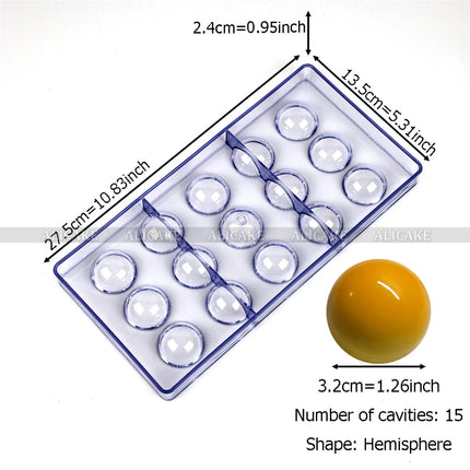 3D Polycarbonate Chocolate Molds Sphere Diamond Chocolate Bombs Bonbons Candy Bar Professional Confectionery Baking Pastry Tools