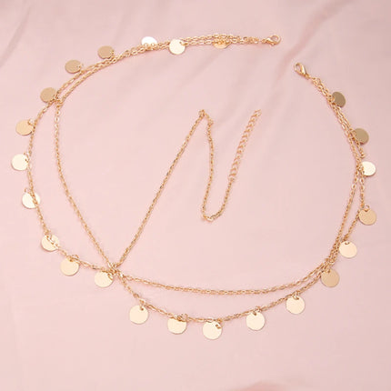 Wave Tassel Chain Headwear Tassel Electroplated Alloy Sequin Round Sheet Multi-layer Wedding Supplies Hair Accessories