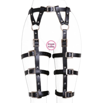 PU Leather Legs Arm Binder Behind Body Harness Cuffs Collar Gothic BDSM Sexy Women Punk Bondage Restraint Straps Adult Sex Toys