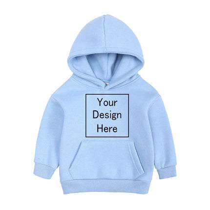 Kids Boy Girl Hoodies Custom Fleece Sweatshirts Toddler Solid Pullover Top Add Text Logo Image Print Cotton Long Sleeve Clothes