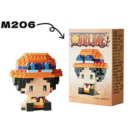 ONE PIECE Sun God Nika Luffy Micro Building Block Chopper Ace Buggy 3D Anime Model Assembly Mini Bricks Figure Toys For Gift