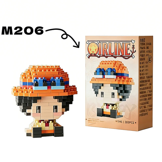 ONE PIECE Sun God Nika Luffy Micro Building Block Chopper Ace Buggy 3D Anime Model Assembly Mini Bricks Figure Toys For Gift