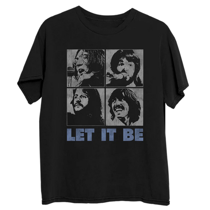 The Beatles "Let It Be" Album Quad-Image T-Shirt – Band Portrait & Typographic Apparel for Classic Rock Fans T-shirts