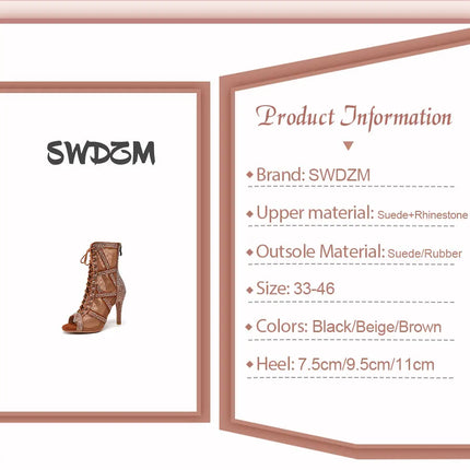SWDZM Women Dance Boots Full Rhinestone Jazz Latin Dance Shoes Shining Dancing Boots Sexy Thin Heels Women Ladies Dancing Shoes