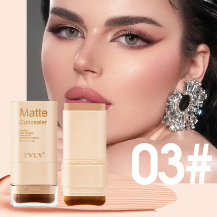 15g 2-in-1 foundation eraser double-ended concealer stick with brush head waterproof, natural makeup, long-lasting cream texture