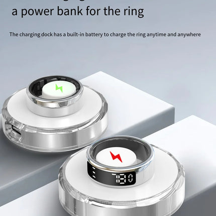 Smart Ring with Display Screen Touch Charging Fitness Tracker Heart Rate Blood Oxygen Monitor Sleep Tracker Wearable Technology