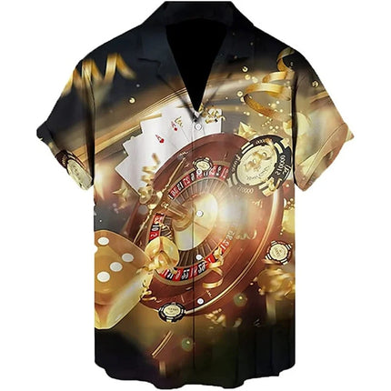Men's 2024 Casual 3D Shirts Playing Card Printed Fun Shirts Street Men's Summer Short Sleeved Clothing Men's Outdoor Clothing