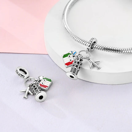Original 925 Sterling Silver Charms Paris Eiffel Tower Charms Bead Pendant Fit Bracelets Bangle Necklaces Women DIY Jewelry Gift