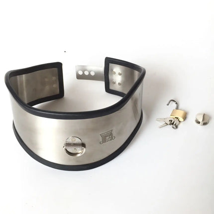 LILUPLAY Stainless Steel Neck Collar Bdsm Bondage Lockable Dog Collar Neck Harness Collar with Leash Chain Sex Toys for Couples