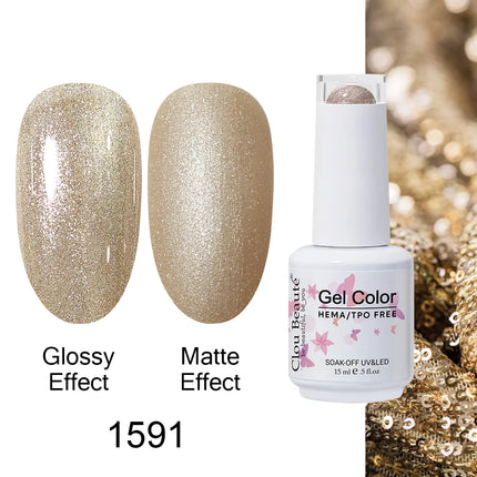Clou Beaute 15ml HEMA TPO FREE Color Gel Nail Polish Nude Pink Red Green Collection Nail Gel Polish Glitter Soak Off UV LED Gel