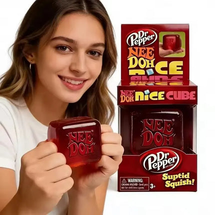 Dr Pepper Slow Rebound Squishy Fidget Toy Schylling Nice Cube Squeeze Sensory Stress Relief Anti-Anxiety for Kids Adults ADHD