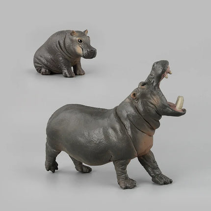 High Quality Simulated Wildlife Set Roaring Hippopotamus Model Realistic Hippo Family Decor Toys For Children Christmas Gifts