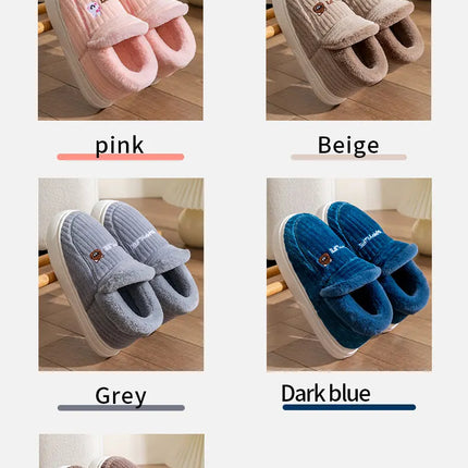 Cotton slippers for women in winter 2023, new couple's indoor home insulation, anti slip plush bag, cotton shoes for women, plus
