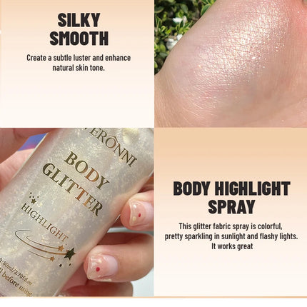 Liquid body highlighting shimmer oil makeup 4 Color Glitter Spray Oil Lotion glow cosmetics Glow Body Glitter Spray Oil Lotion