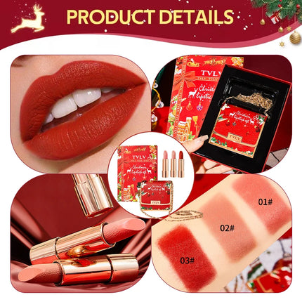 Christmas Matte Lip Gloss Set Lipstick Smooth Lasting Display Lip Gloss Waterproof Moisturizing Lipstick Holiday Gift Box Set