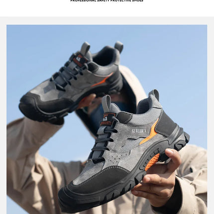 Men Safety Work Shoes Plastic Toe Safety Boots Fashion Lightweight Comfort Working Sneakers Anti-puncture Indestructible Shoes
