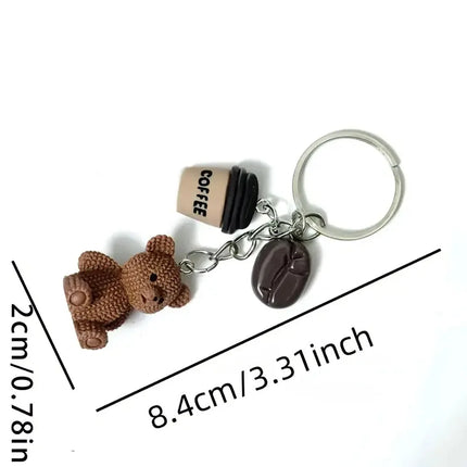 Cute Three Dimensional Little Bear Pendant Keychain Personality Bag Charm Cartoon Animals Backpack Hanging Piece Accessorie A491