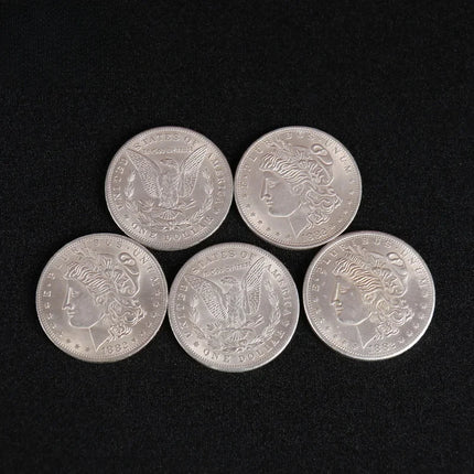 Walking Liberty Half Dollar Shell and Coin Set/Morgan Dollar Shell and Coin Set (4 Coins 1 Shell) By Oliver Magic Tricks Props