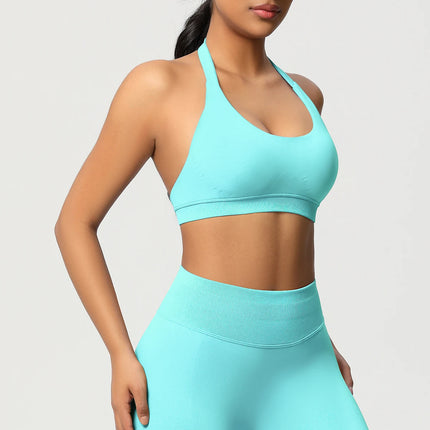 Women Sports Bra Seamless Halter Clothes Push-up Vest Brassiere Gym Top Backless Fitness Yoga Workout Running Underwear