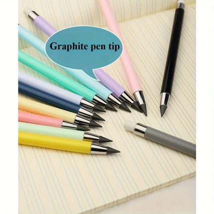 24pcs Round Everlasting Pencils No Sharpening Breakage Anti-Loose Lead with Eraser HB Inkless Art Drawing Stationery Special Pen