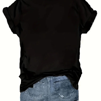 Vibrant Eiffel Tower Graphic Tee Casual Short Sleeve Crew Neck Top for Spring & Summer with Comfortable