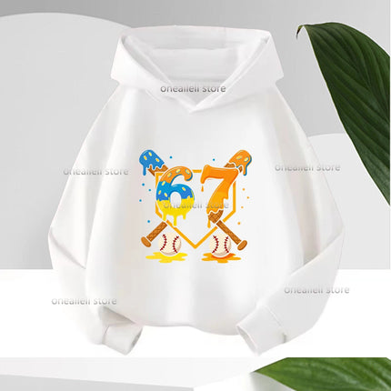 Spring Autumn Graphic Funny 67 Children's Hoodies Sweatshirt Casual Hip Hop Long-sleeve Fleece Boy Girl Kid Warm Hooded Pullover