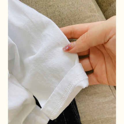 1-7T Kids Boys Spring Basic T-shirt Children Autumn Long Sleeved White Pullover Baby Girls Pure Cotton Loose T-shirt Top Clothes