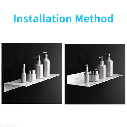 No Drilling Storage Rack Wall Shower Wall Shelf Kitchen White Finish for Modern Bathroom Organizer Home Space-Saving Accessories