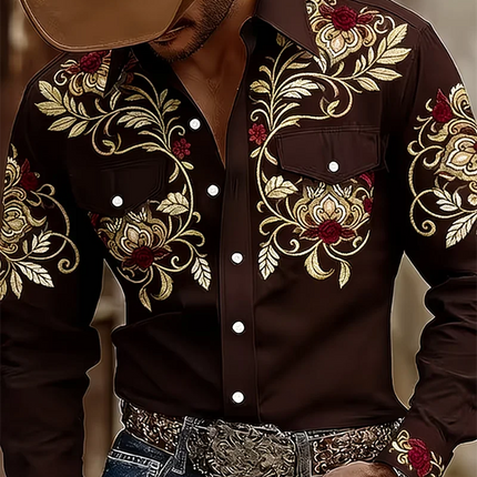 New Men's Long Sleeved Shirt with 3D Color Ink Print Design, Fashionable and Luxurious Print, Comfortable and Soft Top