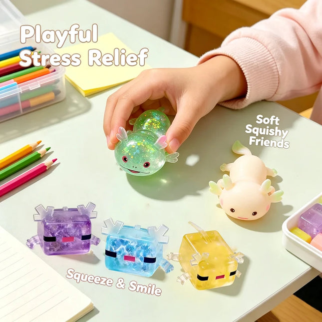 Axolotl Maltose Squishy Toy Axolotl Squeeze Soft Squishy Stretchable Colorful Creative Viral Stress Relief Tool Anxiety Relief