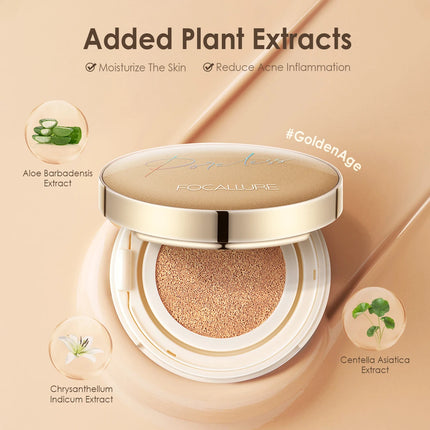 FOCALLURE Foundation Air Cushion Waterproof Matte Base Poreless High Coverage Face Cream Nutritious Smooth Foundation Makeup