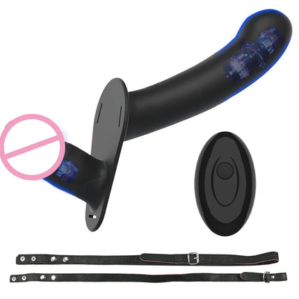 Strap-on Dildo Vibrator Vaginal Masturbatoion Clitoris Stimulator Wearable Double Head 10 Vibration Sex Toys for Couple Lesbian