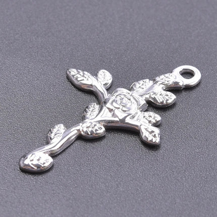 5pcs/Lot High Quality Stainless Steel Cross Pendants For Jewelry Making Supplies Metal Rose Lava Ankh Cross Charms DIY Materials