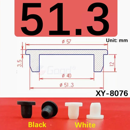 Black T-shaped silicone plug rubber hole cover dust-proof sealing, shock-absorbing foot pad  A-6.8mm~68.6mm