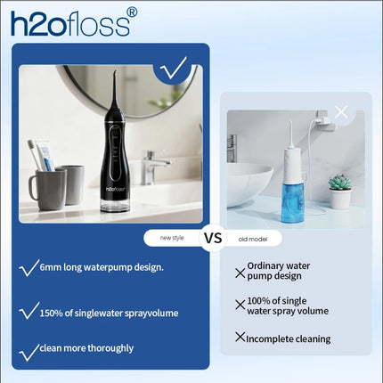H2ofloss Water Flosser For Teeth Portable Oral Irrigator Dental Water Jet High Pressure Cleaning Mouth Machine 300ML 4 Modes