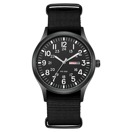 2024 TPW Field Watch Easy-Read Fabric Strap 24-Hour Display Quartz Movement