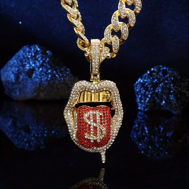 Ice Out Chain Dollar Pendant 18inch 45CM Plated Cuban Punk Jewelry Gift Chain For Men and Women Necklace Zircon With Hip Hop