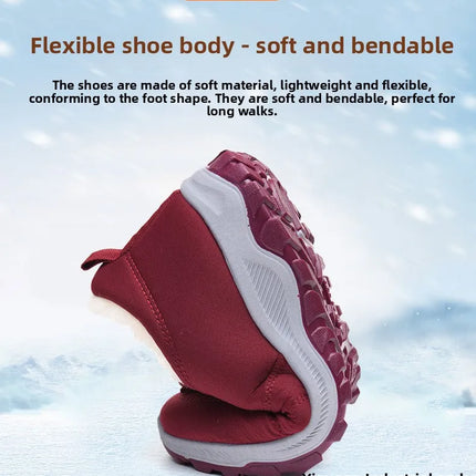 Women's Winter Cotton Shoes Comfortable Fashion Mom Thickened Fleece Warm Large Cotton Shoes Breathable Wear-resistant Low Heel