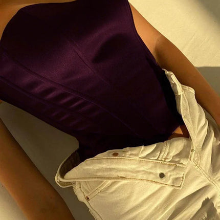 Sexy Women Tube Tops Solid Sleeveless Slim Skinny Corset Cropped Top 2023 Summer Casual Elegant Female Strapless Vest